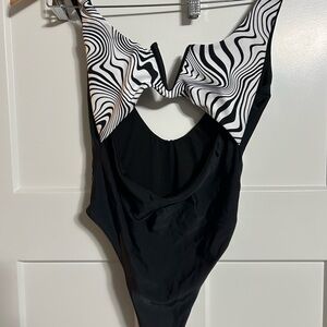 Black and White Swirl One-Piece Swimsuit